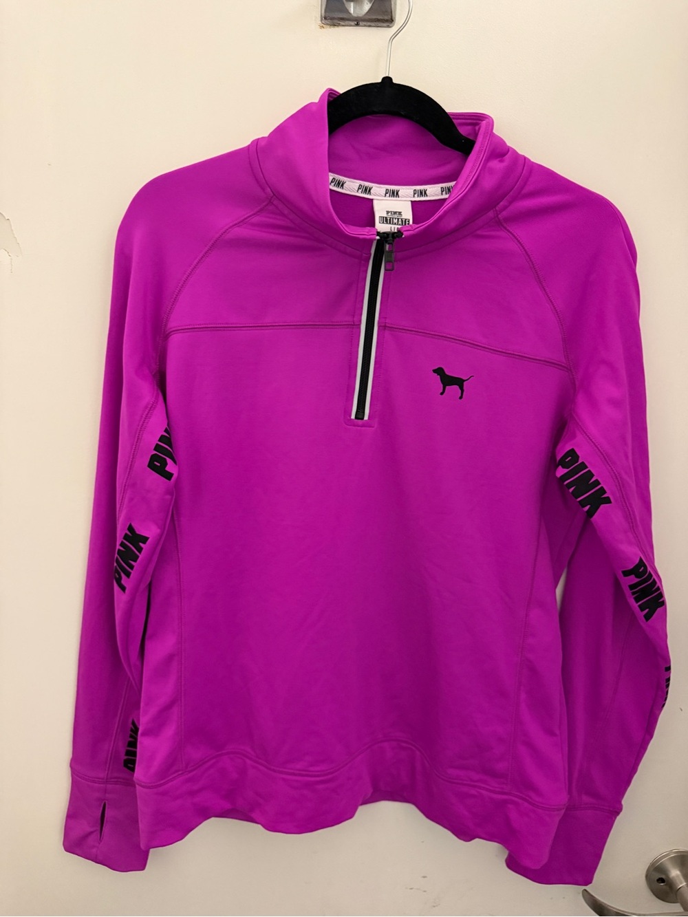 PINK Half-Zip workout Pullover in Bright Magenta